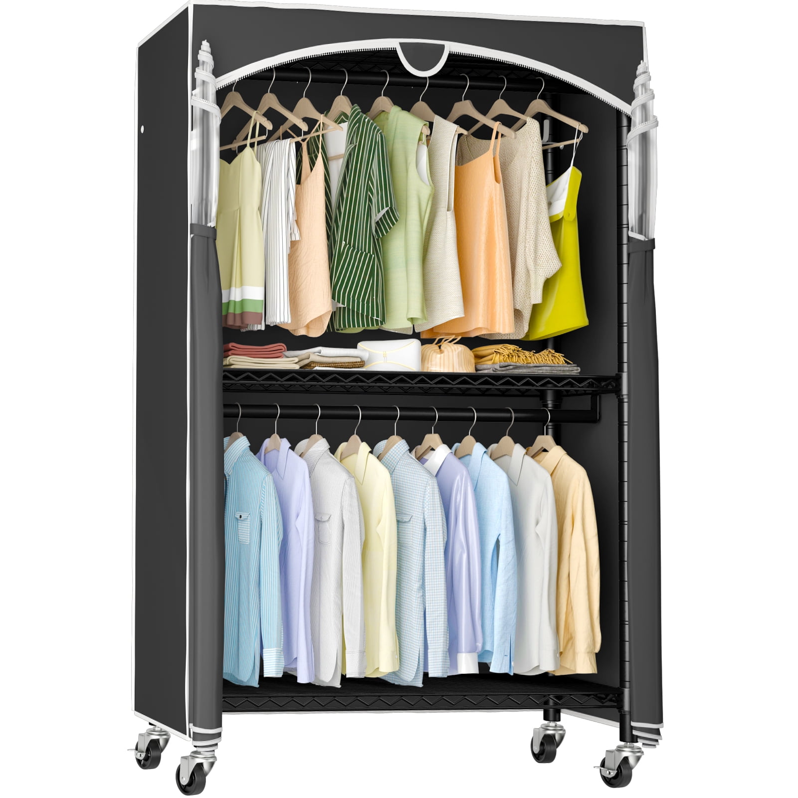 VIPEK V12C Heavy Duty Rolling Garment Rack with Cover Clothing Rack