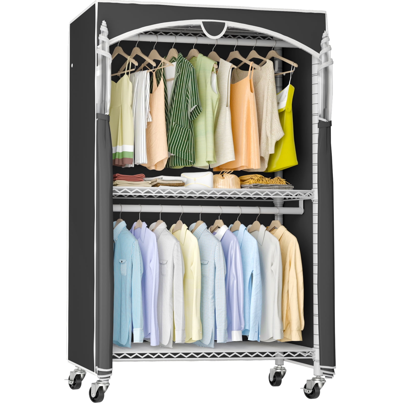 VIPEK V12C Heavy Duty Rolling Garment Rack with Cover Clothing Rack