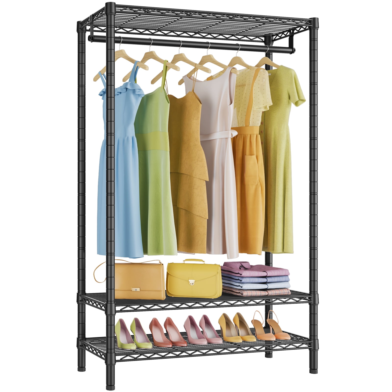 Black 3-Tier Wire Freestanding Closet System