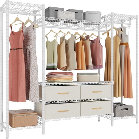 VIPEK V20 Wire Garment Rack, 56.7" L x 14.6" W x 70.9" H, White