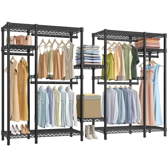 VIPEK V22 Garment Rack Heavy Duty Clothes Rack, Extra Wide - 104" Lx15.7 Wx76.4 H, Max Load 1400lbs, Black