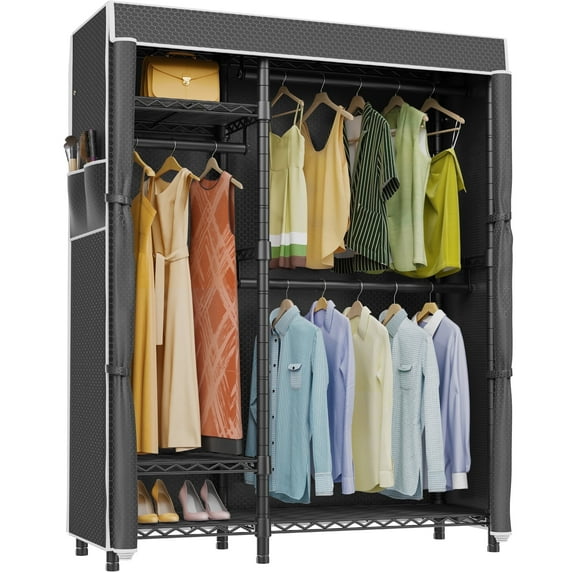 VIPEK V2SC Wire Garment Rack Covered Clothes Rack, Black Clothing Rack with Black Cover, Max Load 800LBS