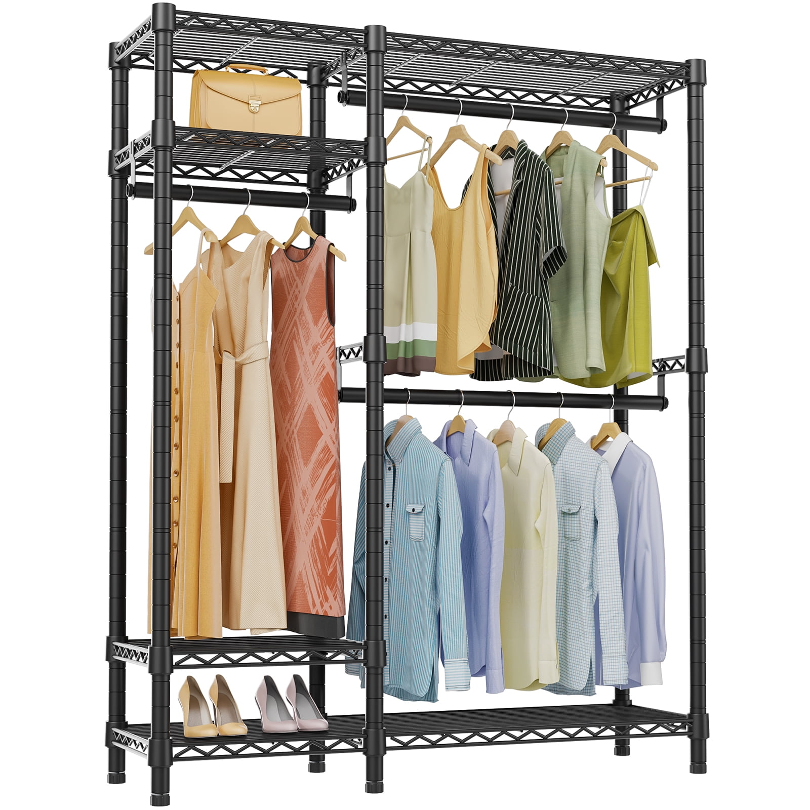 Black Heavy Duty Metal Freestanding Wardrobe Closet Rack