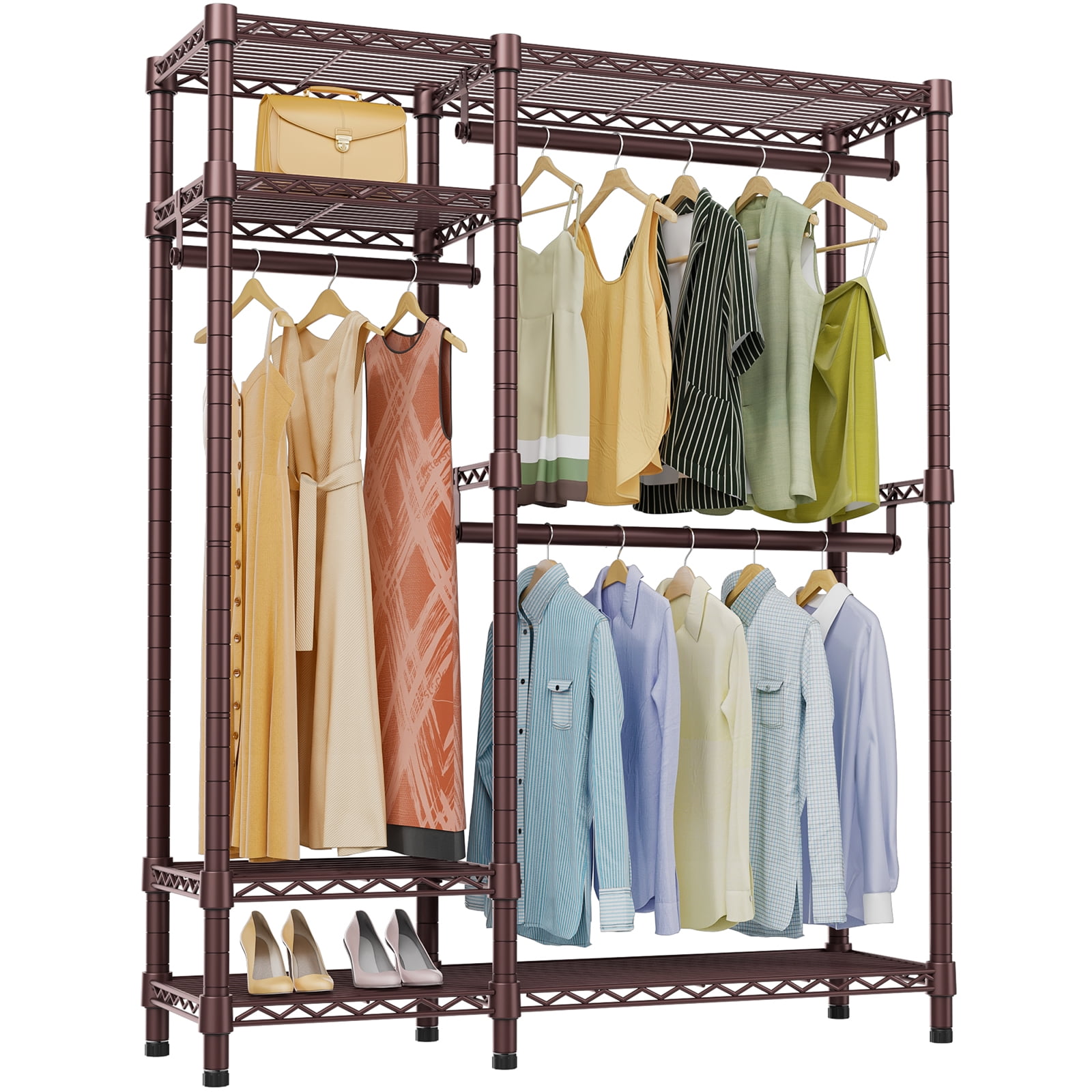 VIPEK V2S Heavy Duty Hanger Pole Cloth Storage Stand Commercial Garment Rack 4 Tiers 650LBS Max Load Bronze Walmart
