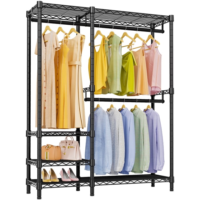 Heavy Duty Portable Closet Rack With Shelves | 3-Tier Metal Clothing Organizer, 400 Lbs Capacity, 30" X 62"