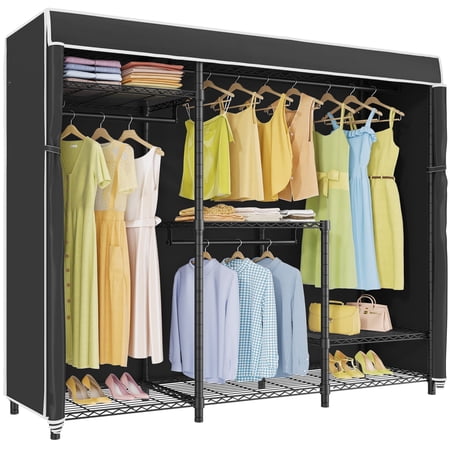 VIPEK V3C Clothes Rack Adjustable Large Armoire Enclosed Clothing Rack ,Black Rack with Black Cover