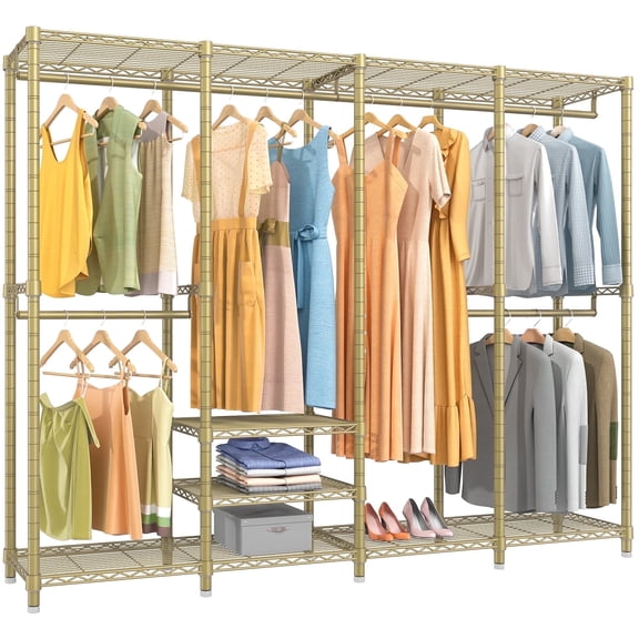 VIPEK V40 Heavy Duty Garment Rack, 1110LB Capacity Wire Clothes Rack, Multi-Functional Freestanding Closet Wardrobe, Gold