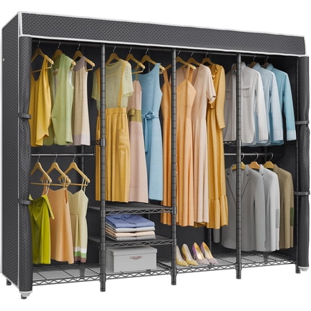 VIPEK V40C Adult Heavy Duty 4 Rods 6-Shelf Closet Organizer with Adjustable Shelves, Black