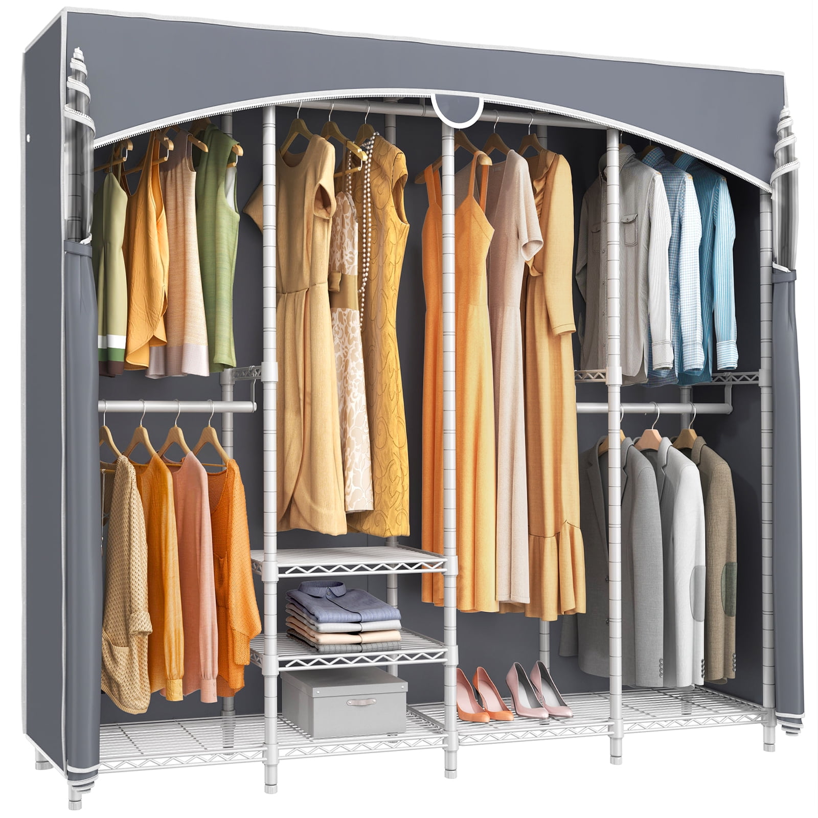 VIPEK V40C Wire Garment Rack Large Covered Clothes Rack, White Metal