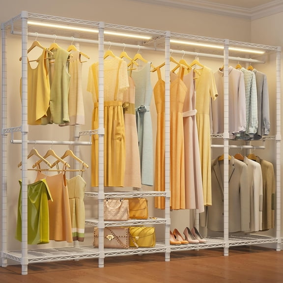 VIPEK V40L Clothes Rack with Dimmable LED Lights, 3000K Warm White, Heavy Duty Clothing Rack,White