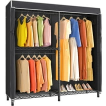 VIPEK V4C Garment Rack with Cover Heavy Duty Covered Clothes Rack, Black Metal Closet Rack with Black Cover