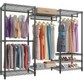 thumbnail image 1 of VIPEK V5 Heavy Duty Portable Closet Wardrobe, 890LB Capacity Clothing Rack with 8 Shelves & 4 Hanging Rods, Freestanding Adjustable Storage Unit, Black, 1 of 10