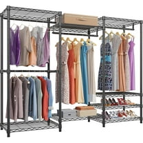VIPEK V5 Heavy Duty Portable Closet Wardrobe, 890LB Capacity Clothing Rack with 8 Shelves & 4 Hanging Rods, Freestanding Adjustable Storage Unit, Black