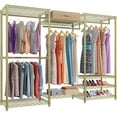 thumbnail image 1 of VIPEK V5 Heavy Duty Portable Closet Wardrobe, 890LB Capacity Clothing Rack with 8 Shelves & 4 Hanging Rods, Freestanding Adjustable Storage Unit, Gold, 1 of 9