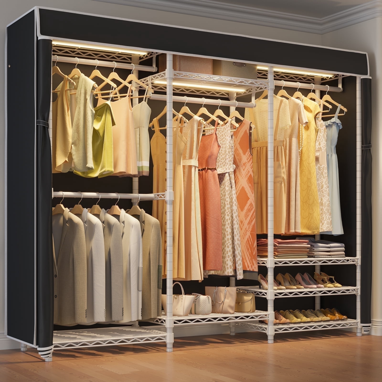 VIPEK V5LC Garment Rack Heavy Duty Covered Clothes Rack with Dimmable ...