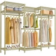thumbnail image 1 of VIPEK V5i Heavy Duty Garment Rack, Freestanding Wardrobe with 8 Adjustable Shelves & 4 Hanging Rods, 890lb Capacity, 68.9"L x 15.7"W x 76.4"H, Gold, 1 of 9