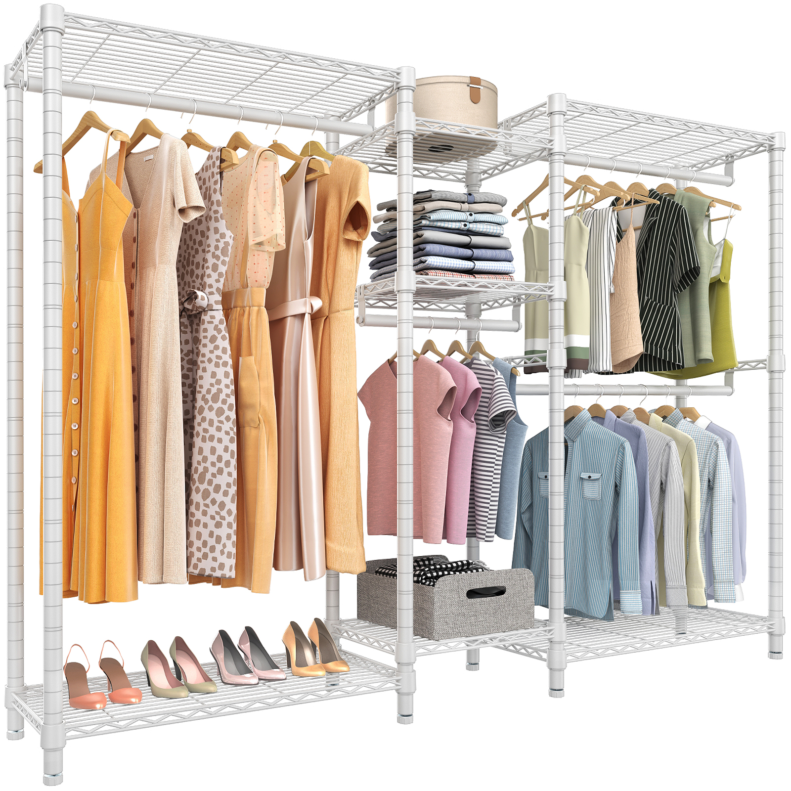 Metal Garment Rack Home Storage Rack Hanging Clothing Bar with Multi