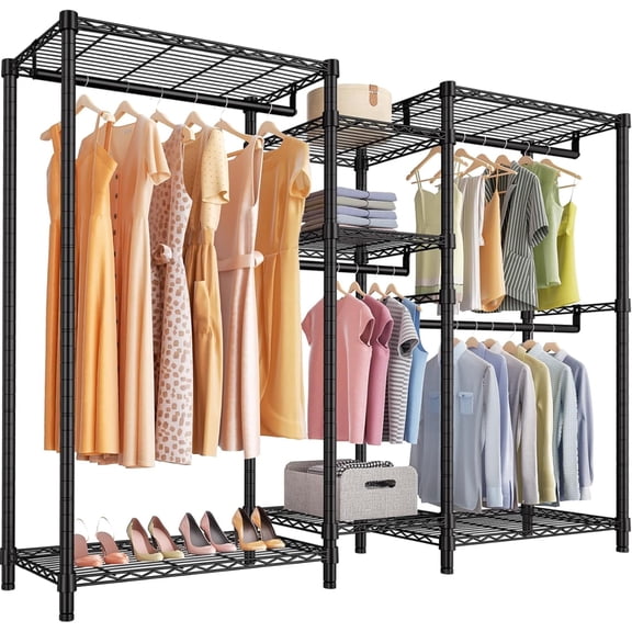 VIPEK Classic V6 5 Tiers Wire Garment Rack Heavy Duty Clothes Rack Freestanding Closet Storage Rack, Max Load 850LBS, Black
