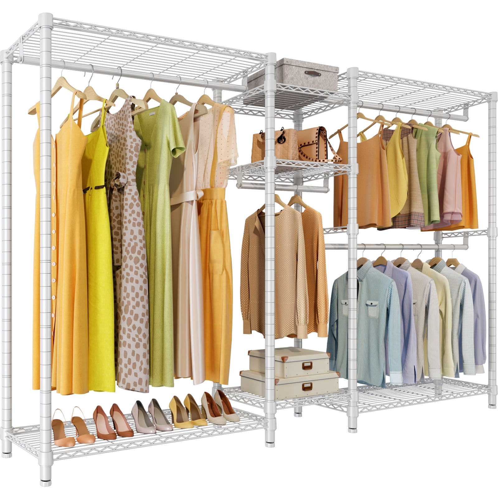 White Heavy Duty Wire Freestanding Closet Organizer