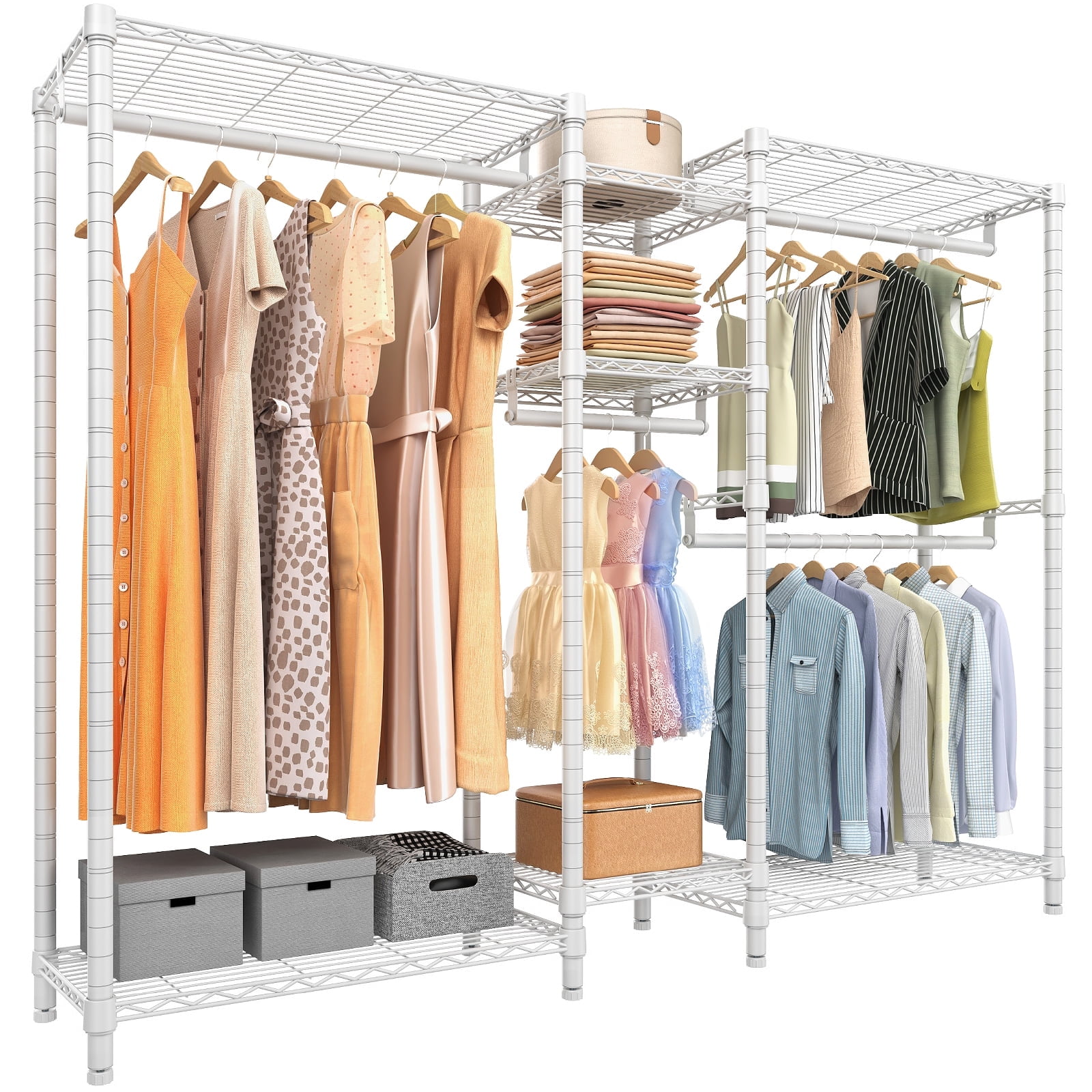Classic V6 Medium White Wire Free-standing Closet Organizer