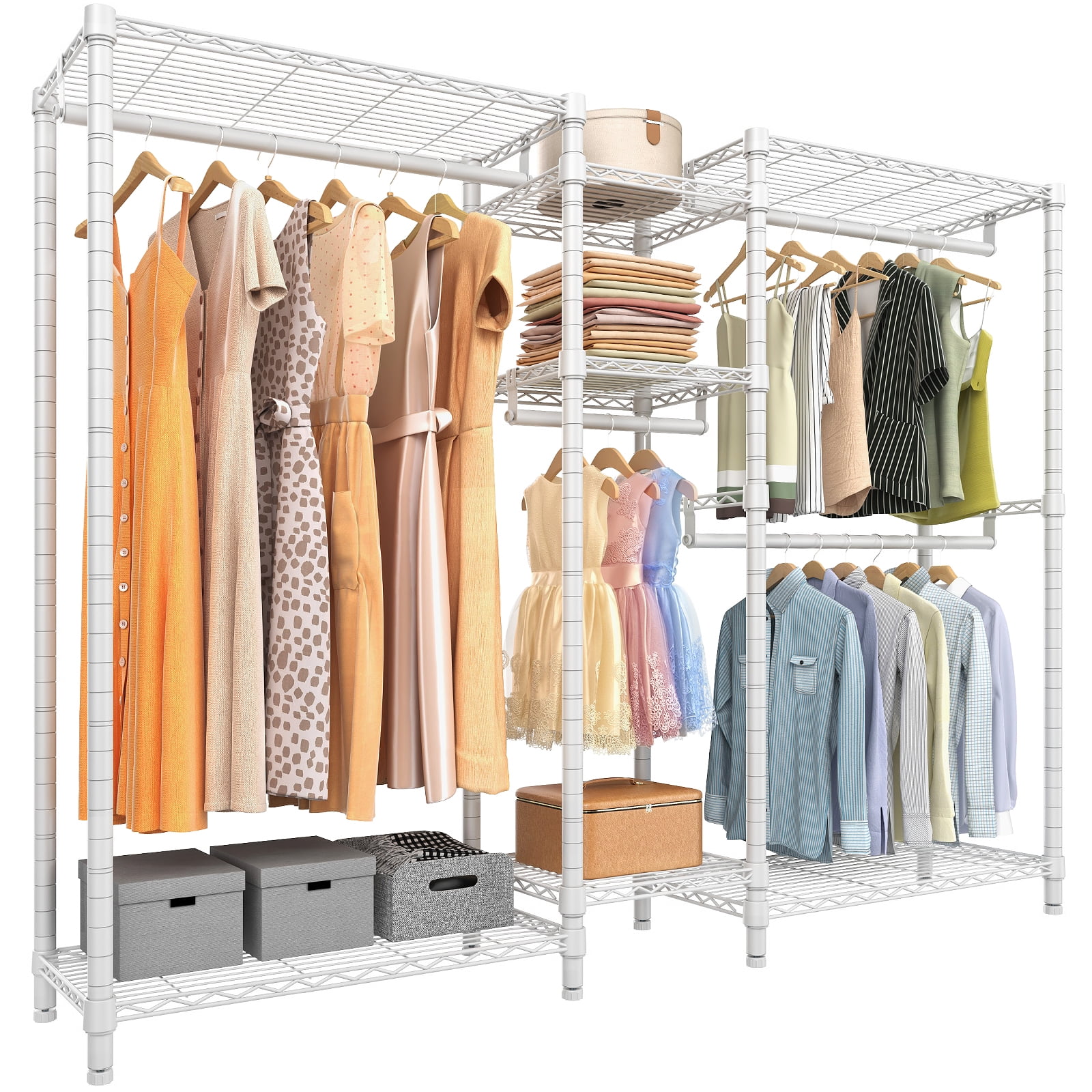Classic V6 Medium White Wire Free-standing Closet Organizer