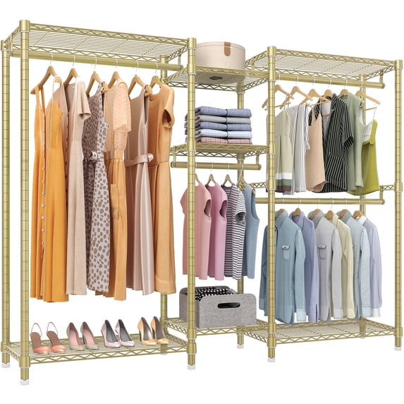 VIPEK Classic V6 Wire Garment Rack Clothes Rack, 68.9" L x 15.7" W x 76.4" H, Max Load 850LBS, Gold