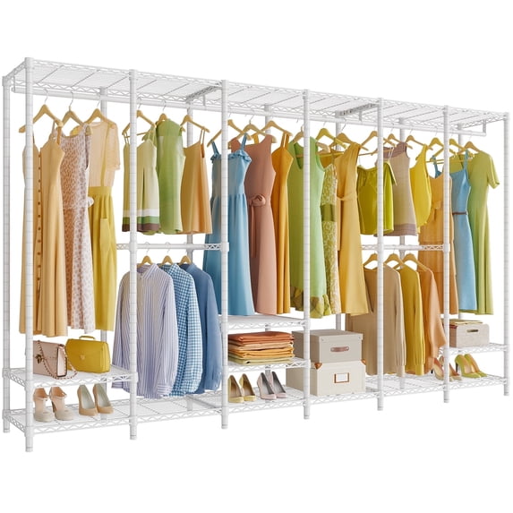 VIPEK V60 Extra Large Portable Closet Rack Heavy Duty Clothing Rack for Hanging Clothes Freestanding Wardrobe Closet, Metal Closet for Bedroom Storage Organizer, Load 1620lbs, White