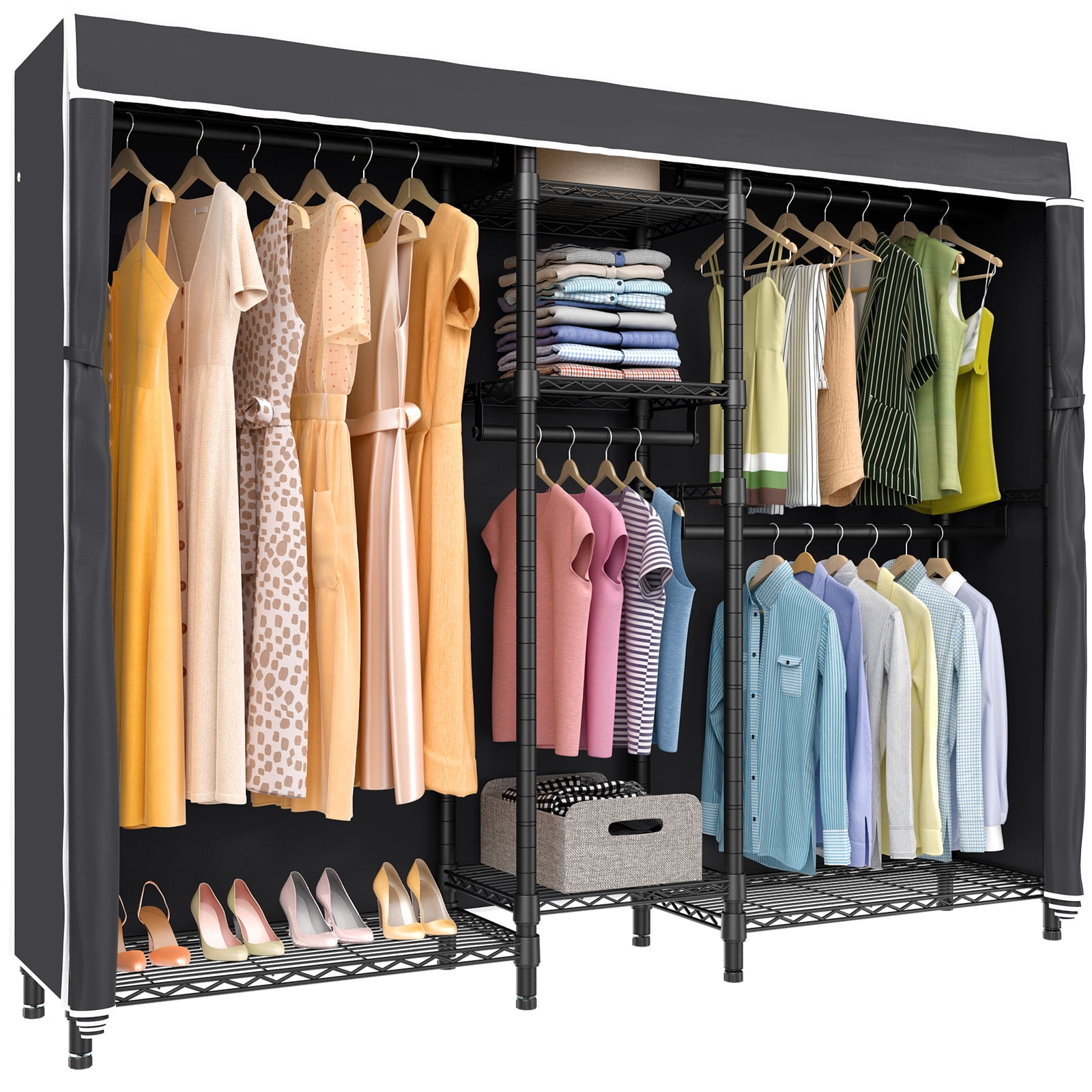 VIPEK V6C 5 Tiers Wire Garment Rack with Black Oxford Fabric Cover, 75. ...