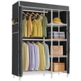 thumbnail image 1 of VIPEK V7C Heavy Duty Garment Rack with Cover, 670LB Capacity Portable Closet with Shelves, 5-Tier Metal Wardrobe Storage System, White Frame & Black Polyester Cover, 1 of 7
