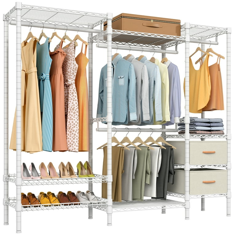 VIPEK V6 Wire Garment Rack Heavy Duty Clothes Rack Metal with Shelves,  Freestanding Portable Wardrobe Closet Rack for Hanging Clothes 74.4 L x  17.7