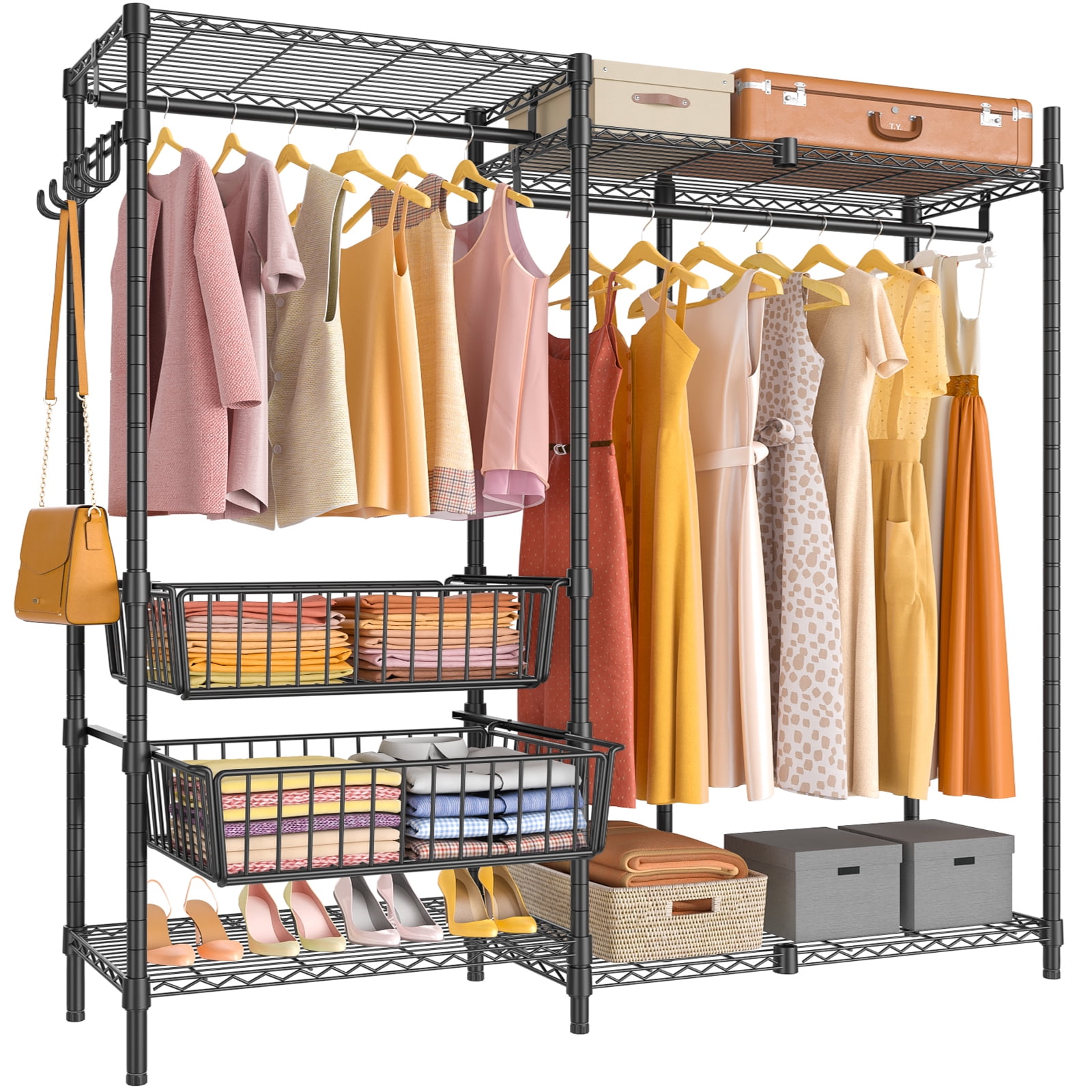 VIPEK V9 Garment Racks 4 Tiers Clothing Rack Heavy Duty Clothes Rack, 67" L x 16.53" W x 72.9" H