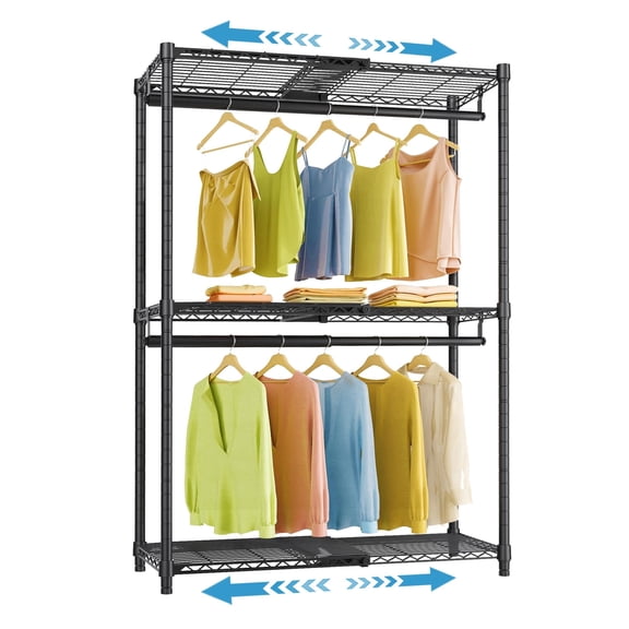 VIPEK X1 Expandable Clothes Rack Heavy Duty Adjustable from 2' to 3'5" with Flexible Shelves and Hanger Rods Metal Garment Racks Portable Closet Rack Clothing Racks for Hanging Clothes,Black