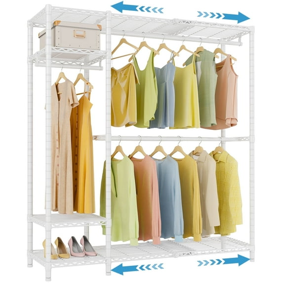 VIPEK X20 Expandable Clothing Rack Reach-in Closet Adjustable from 3'3" to 4'8" Heavy Duty Garment Racks ,White
