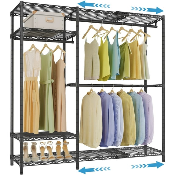VIPEK X20 Plus Expandable Reach-in Closet Rack Adjustable from 3'9" to 5'2" Clothing Rack Open Walk-in Closet System, Black