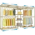 thumbnail image 1 of VIPEK X3 Heavy Duty Expandable Garment Rack, 1210LB Capacity Adjustable Closet System with 4 Shelves & Rods (5'2"-8' Width), Freestanding Wardrobe, Gold, 1 of 8