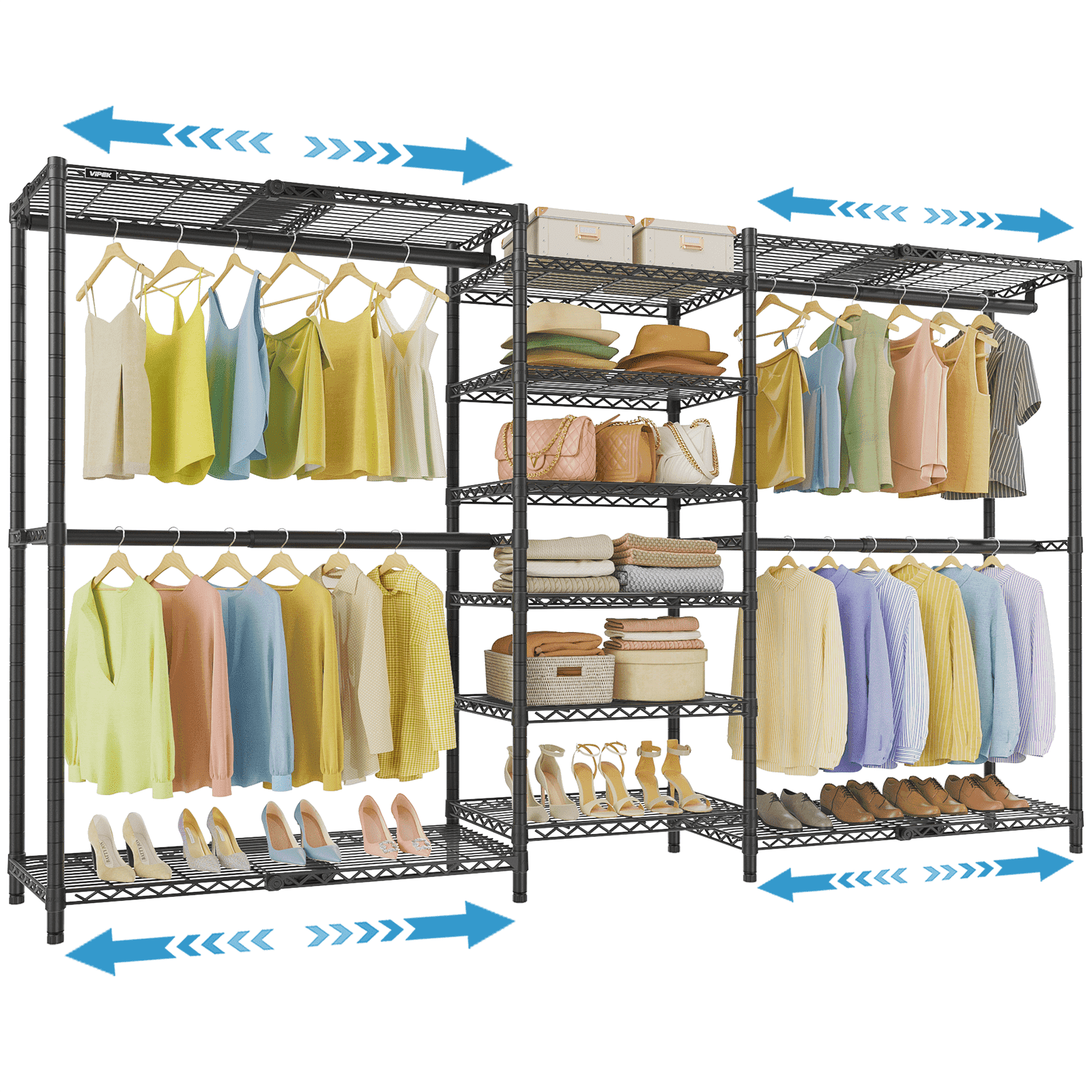 Adjustable Stretch Rack VIPEK X3 Plus Large Expandable Closet Rack, Adjustable Width from 5'10 ...