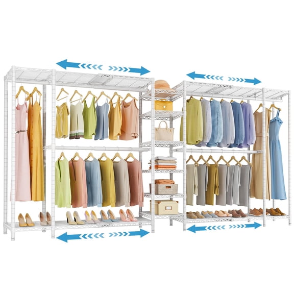 VIPEK X5 Extra Large Expandable Clothes Rack Adjustable from 7'8" to 10'5", Reach-in Closet Metal Clothing Racks Walk-in Freestanding Wardrobe Portable Closets, White