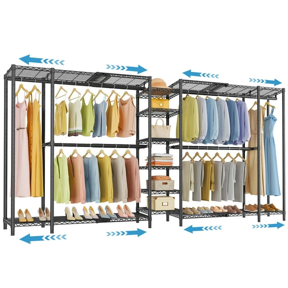 VIPEK X5 Extra Large Expandable Clothes Rack Adjustable from 7'8" to 10'5", Reach-in Closet Metal Clothing Racks , Black