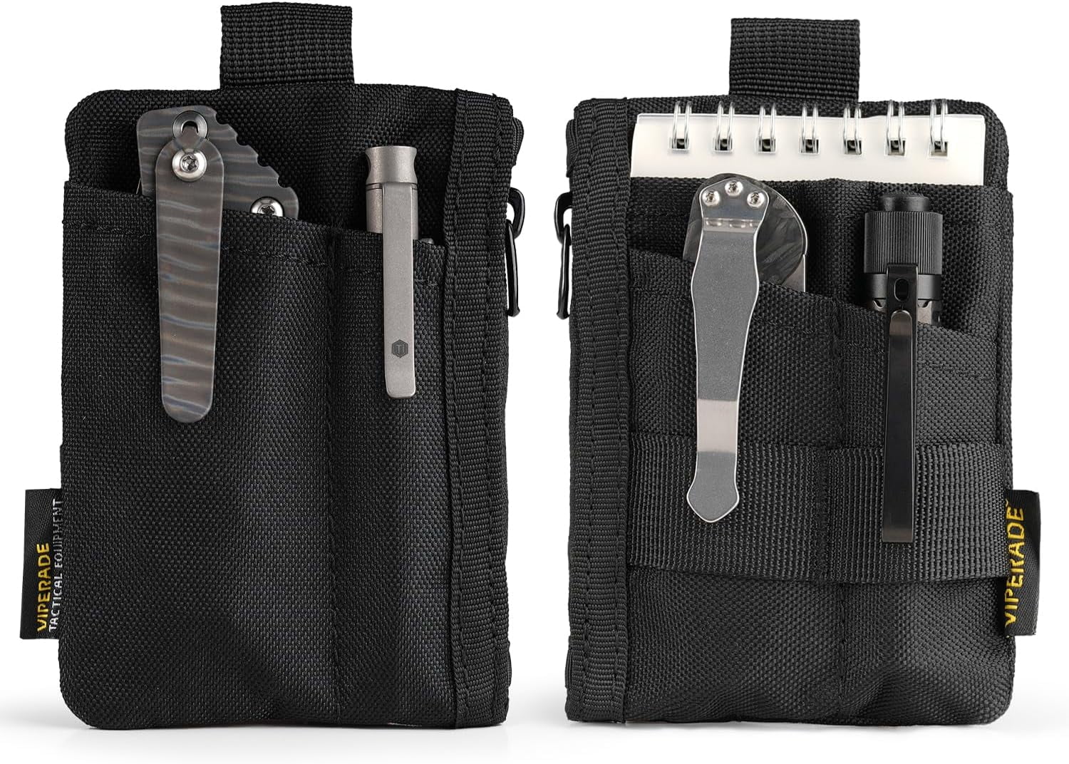 VIPERADE 6-in-1 EDC Pouch, 500D Compact EDC Pocket Organizer, Molle Extension Tool Storage Bag, Small Coin Purse/Card Holder/Swiss Army Knife Pocket Pouch (Black)