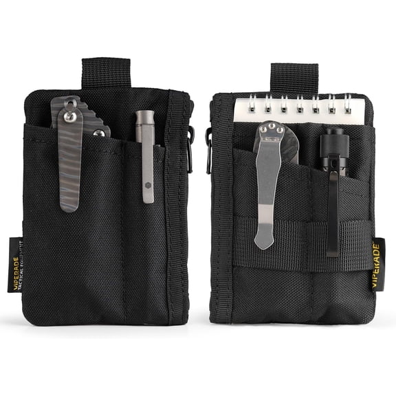 VIPERADE 6-in-1 EDC Pouch, 500D Compact EDC Pocket Organizer, Molle Extension Tool Storage Bag, Small Coin Purse/Card Holder/Swiss Army Knife Pocket Pouch (Black)