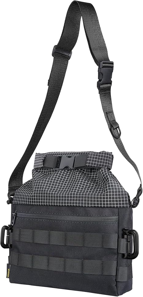 VIPERADE Crossbody Sling Bag for Men, Rolltop Messenger Shoulder Bag, EDC Handbag for Travel Hiking Outdoor Sports, Black