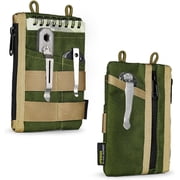VIPERADE EDC Organizer, 4 Slot Pouch with 2 Zipper Pockets, Multitool Sheath and Pouch for Everyday Carry Green/Tan