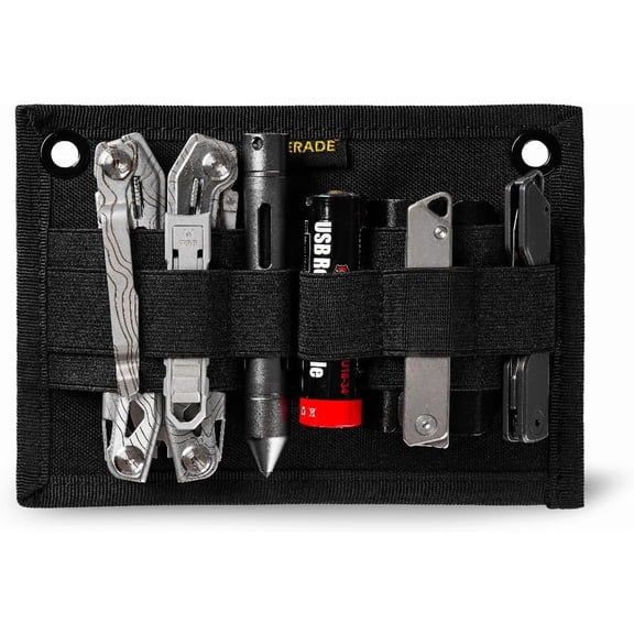 VIPERADE EDC Organizer Elastic Modular, EDC Insert Pouch Panel Hook Backed Accessories Holder, Large Elastic Organizer for Blackpack, Bag, Black-A
