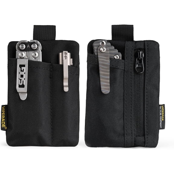 VIPERADE EDC Pouch, Pocket Organizer with 3 EDC Pocket Slots, EDC Pocket Pouch with Zipper Pocket for EDC Gears, EDC Pocket Organizer for Everyday Carry