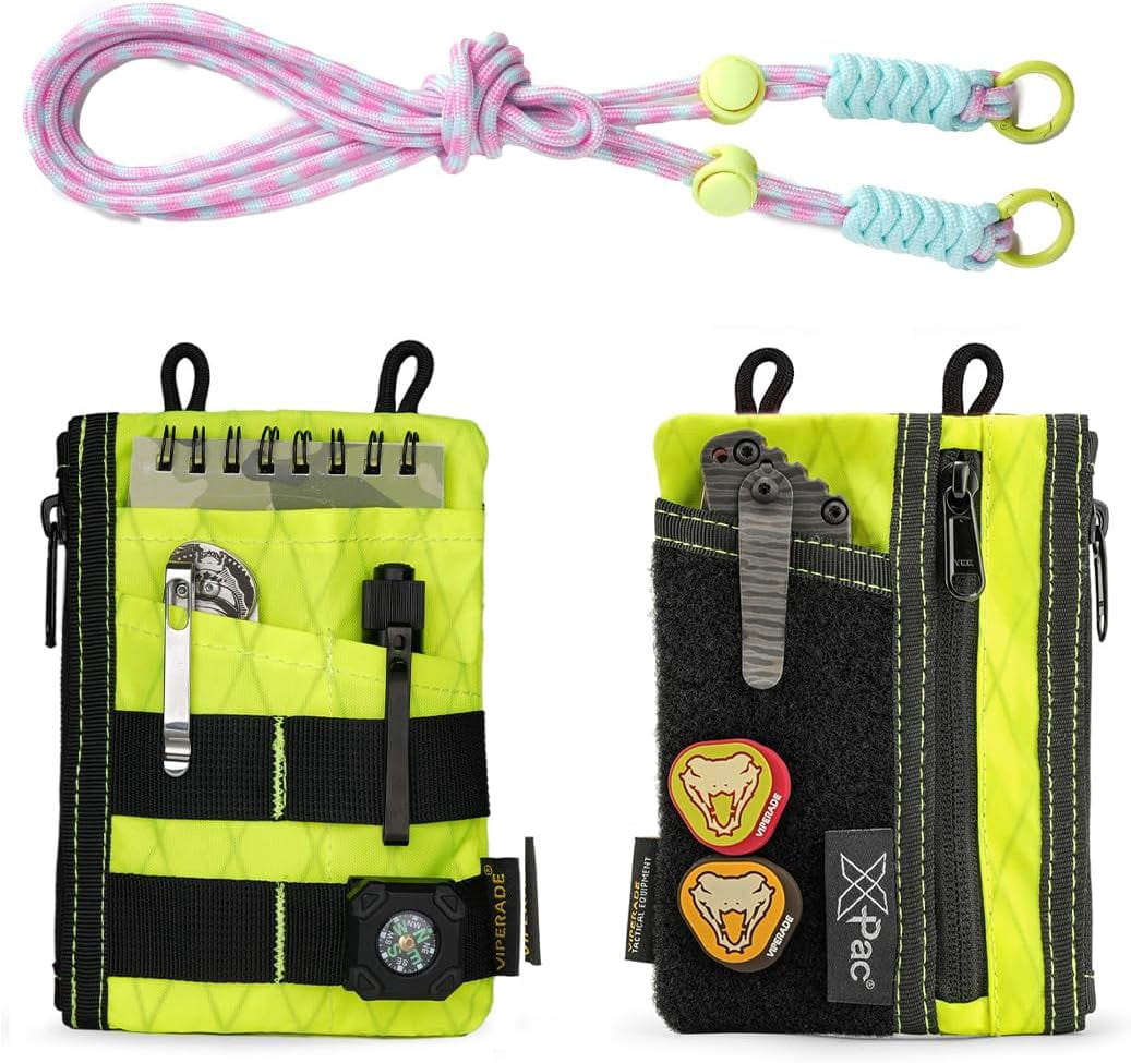 VIPERADE EDC Tool Pouch with Strap, 4 Multi-Purpose Pockets, Slim EDC Wallet Organizer for Men, Green