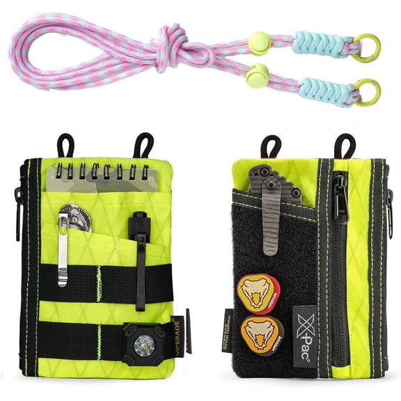 VIPERADE EDC Tool Pouch with Strap, 4 Multi-Purpose Pockets, Slim EDC Wallet Organizer for Men, Green