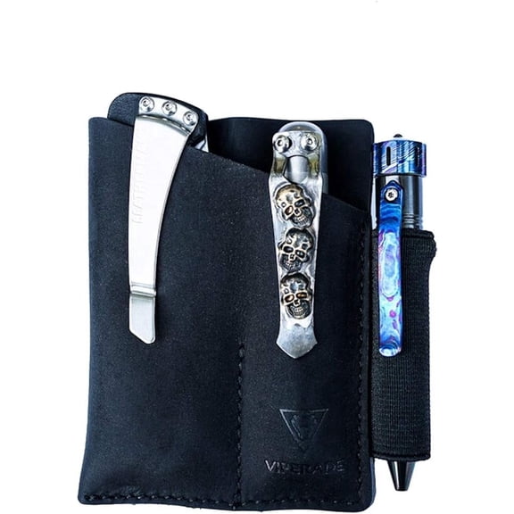 Viperade PJ12 Leather EDC Pocket Organizer for Belt, Multitool, Flashlight, Knife Sheath, Pen Loop, Belt Clip