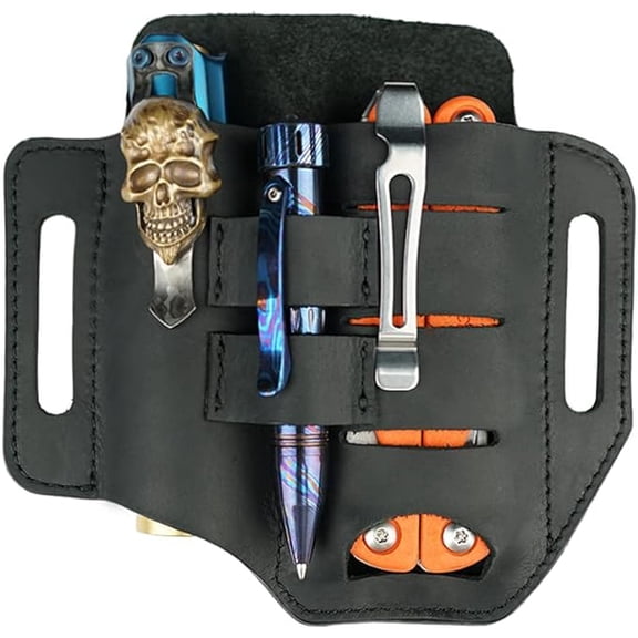 VIPERADE PJ13 Leather Multitool Sheath for Belt, Leather EDC Belt Organizer for Multitools, Flashlight, Pen, Leather Sheath for Belt, Multitool and Flashlight Holster
