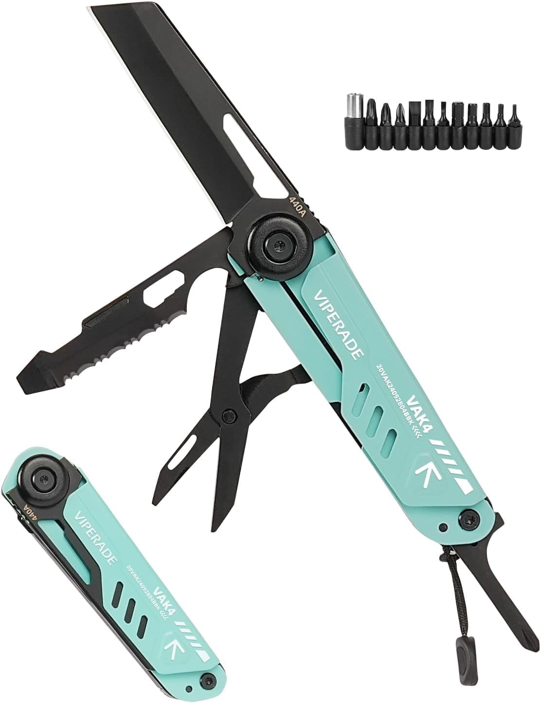 VIPERADE VAK4 Multitool Pocket Knife for Men, Multifunctional 21-in-1 Multitool Pocket Knife with Pouch, Outdoor Camping Survival and Everyday Use (K4-Blue)