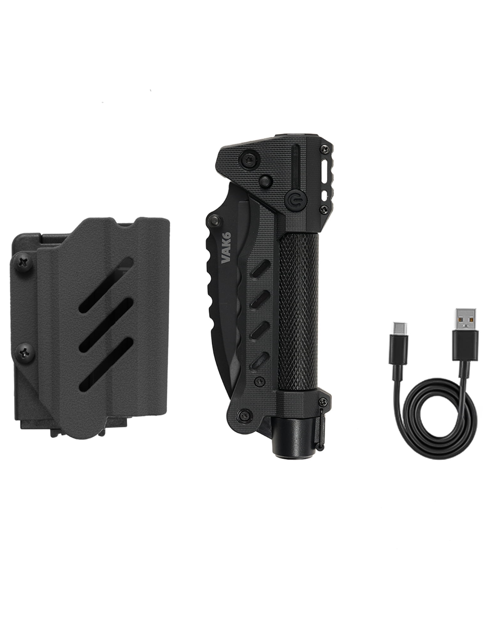 VIPERADE VAK6 Multitool with Folding Knife, LED Flashlight, Pulse Ignition, Pocket Knife for men, Rechargeable Flashlight with Belt Sheath (Black)